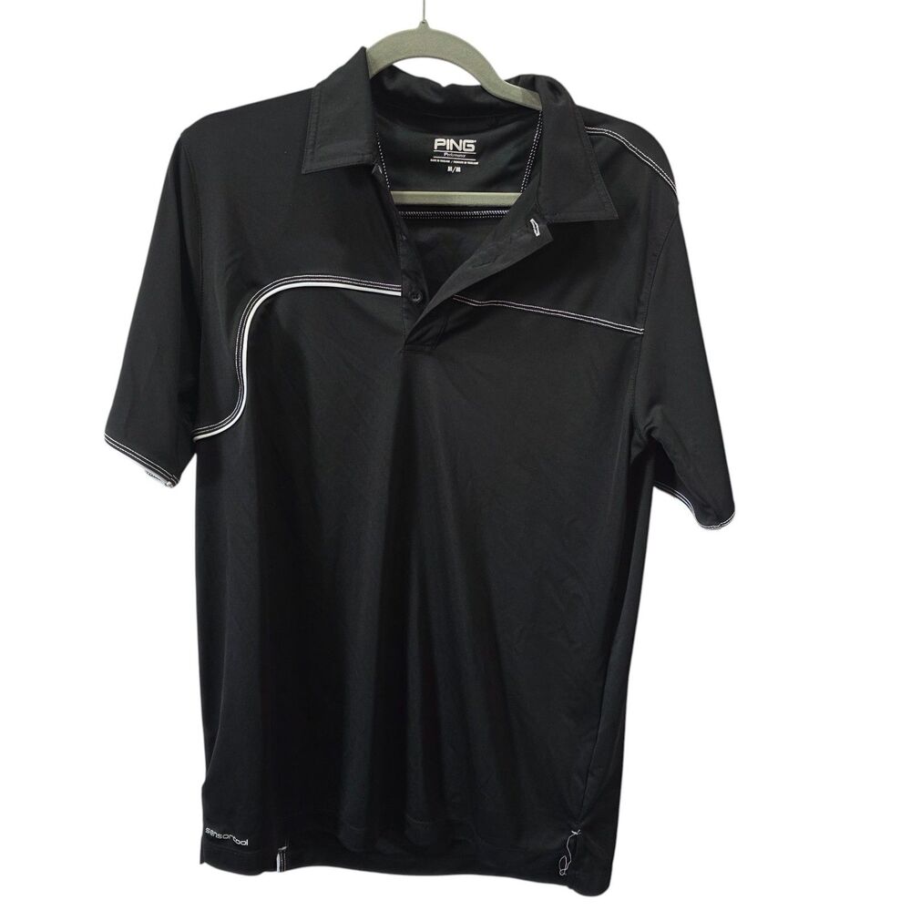 Ping SensorCool Golf‎ Polo Shirt Mens M Black Performance Athletic Stretch